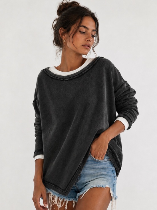 Free People Tops - Free People Conrad Pullover Black XS NWT